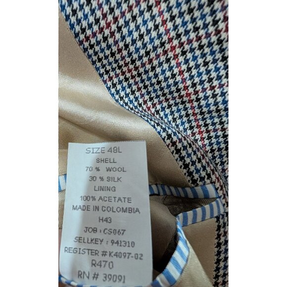 Tommy Hilfiger Mens Houndstooth Blazer 48L Wool/Silk Blend - Picture 6 of 7